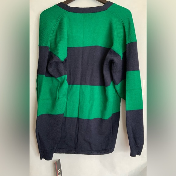 NWT Koret Green Navy and Gold Buttoned Sweater Cardigan - Picture 2 of 7